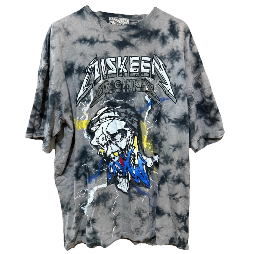 Miskeen Originals Rock Skull Art Graffiti Men's Gray Tee‎ Shirt Embroidered  XXL